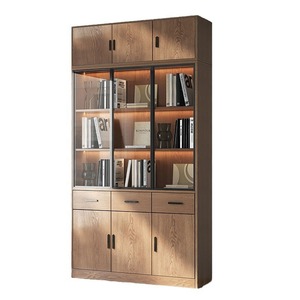 Tủ sách gỗ rắn sang trọng với cử<span class=keywords><strong>a</strong></span> kính sàn nhà phòng khách lưu trữ tủ văn phòng trưng bày kệ sách - Product Image 5