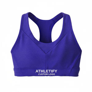 Soutien-gorge de sport simple de couleur unie pour femmes-Option avant-Conception respirante écologique pour Yoga Gym Running Support moyen Élégant - Product Image 1