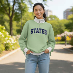 Custom Logo Embroidered <b>Zipper</b> Women's Sorority Mock Neck Sweatshirt-High Quality Eco-Friendly Winter Autumn Athletic - Product Image 1