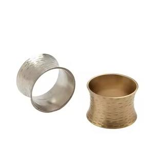 <b>Metal</b> Silver & Gold Napkin <b>Ring</b> Western Restaurant Round Broad Napkin <b>Ring</b> - Product Image 1