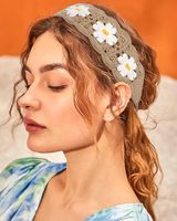 Bandana Rambut, Headband untuk Wanita, Headband Boho Rajut, Ikat Rambut Bunga untuk Anak Perempuan