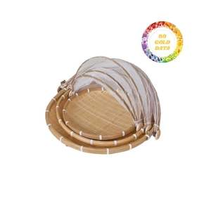 Panier de nettoyage en bambou fait à la main avec couvercle en filet, plateau durable pour un usage domestique et agricole au meilleur prix de gros - Product Image 5