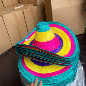 Diseño tejido colorido Festival mexicano Sombrero de paja Sombrero de algas marinas con decoración de fotos Diseño ligero personalizado. - Product Image 1