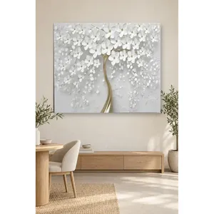 Impression sur toile Fida Gold Trunk White Flower Tree - Product Image 2