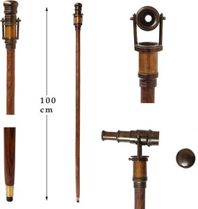 Bastón de caminar telescópico de madera para coleccionistas, con mango de latón estilo marino, bastón rústico. - Product Image 3