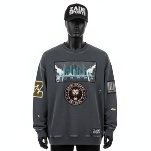 Sweat-shirt en molleton épais de qualité supérieure 320 GSM doux coton Polyester tissu Style urbain Logo personnalisé broderie basiques sweats - Product Image 1