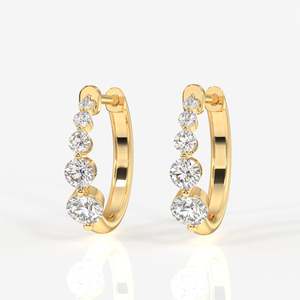 Pendientes de Aro con Diamantes Cultivados en Laboratorio, Corte Redondo, Oro de 14K, Joyería Elegante con Diamantes para Mujer - Product Image 3