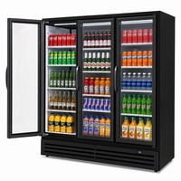 Réfrigérateur à vitres pour exposition, refroidi par air commercial avec étagères réglables