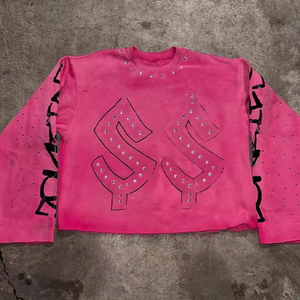 Venta al por mayor de camisetas de calle vintage de gran tamaño para hombres personalizadas lavado ácido pesado desgastado bordado Terry 100% algodón - Product Image 5