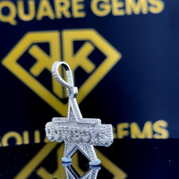 Pendentif personnalisé pour enfants Cowboys Letter Star Hip Hop, Moissanite blanche taillée, Argent sterling 925, Grade VVS, Plaqué platine, 2-4