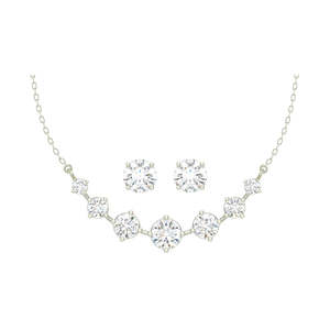 NOVAMART Fine 925 Sterling Silver Rhodium Plated 7 Stone Earring Pendant Necklace <b>Set</b> with Chain Fashion <b>Gift</b> for Women and <b>Girl</b> - Product Image 1