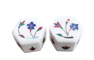 Boîte à bijoux en marbre unique et artisanale avec incrustation de nacre, forme personnalisable, cadeau décoratif de luxe - Product Image 2