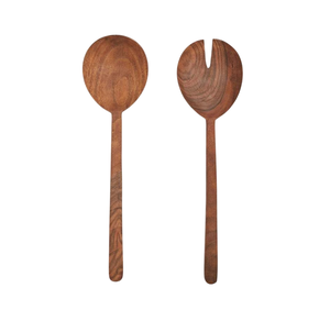 Juego de Ensaladera de Madera Natural de Color Natural, Apto para Alimentos, con Mango Largo, para Bodas y Fiestas - Product Image 1