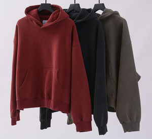 Sweat à capuche pour hommes personnalisé Fabricant de sweat à capuche imprimé lourd bouffant LOGO personnalisé 350gsm Boxy Blank Hoodie Hommes Coton Surdimensionné Polaire - Product Image 2