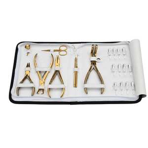 Professional Hair Extension Applicator Set Flat Crimper <b>Tape</b> Pressing Plier Bead Opener Closer Scissors <b>Loop</b> <b>Hook</b> Parting Ring - Product Image 1