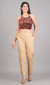 Ensemble en coton marron à motifs floraux, manches trois quarts, dos nu, col rond, taille unique, formel, été, écologique, usage quotidien - Product Image 2