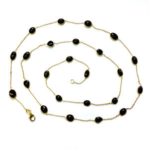 Everyday Wear <b>Sterling</b> <b>Silver</b> <b>925</b> Affordable Low MOQ Jewelry Supplier Black Opal Gemstone Long <b>Chain</b> Necklace - Product Image 1