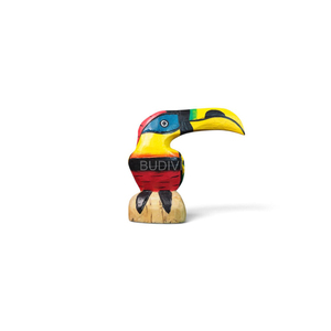 Figurine d'oiseau tucan en bois sculpté noir avec bec orange, décoration d'intérieur Bali par Budivis - Product Image 5