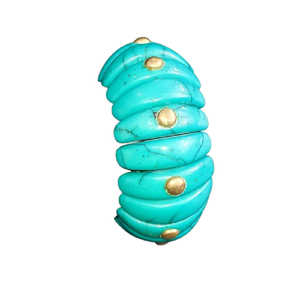 Pulsera Elástica Hecha a Mano en India con Piedras de Turquesa, Estilo Natural, Brazalete de Piedras Reconstituidas, Joyería Bohemia para Mujer - Product Image 2