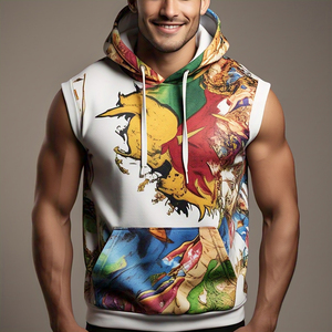 OEM Winter Sublimation <b>Sleeveless</b> <b>Hoodie</b> Men's Workout Gym Regular Fit Printed Fleece Windproof Breathable - Product Image 6