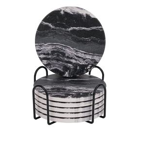 Juego de posavasos de mármol blanco clásico de 4 alfombrillas y almohadillas antideslizantes y elegantes para mesas de café de cocina casera-Venta al por mayor - Product Image 3