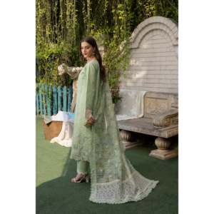 MEHMAL Mint Bliss Floral Embroidered <b>Linen</b> and Cotton <b>Top</b> Breathable Spring/Summer Dress with Lace Decoration-MBN-06 - Product Image 2