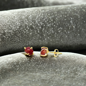 Fait à la main en argent Sterling 925 classique véritable naturel en vrac bijoux cadeau plaqué or 5-7mm rubis pierres précieuses boucles d'oreilles pour les femmes - Product Image 2