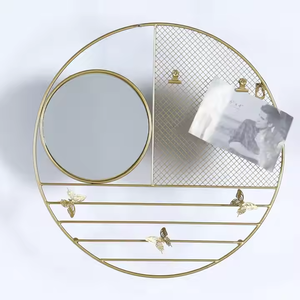 Espejo Decoración de pared Hoja de metal Espejo montado en la pared para sala de estar Espejo de pared artístico - Product Image 1