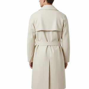 Gabardina de cuero de alta calidad para hombre, proveedor de fábrica OEM, venta al por mayor, abrigo largo personalizado, moda elegante, prendas de vestir exteriores de algodón - Product Image 2