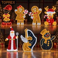 TOPREX Motif de Noël en forme d'homme en pain d'épices 3D LED, sculpture lumineuse pour l'extérieur, décoration de place publique, étanche IP65, grande taille 2,5 m