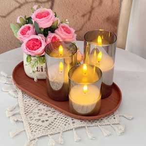 Juego de 3 Velas LED sin Llama con Control Remoto y Temporizador, Irrompibles, a Pilas, de Acrílico, con Diseño de Caramelo, para la Celebración de Diwali - Product Image 4