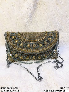 Bolso de Mano Étnico Elegante de Diseñador para Novia, Bolso de Noche de Boda Hecho a Mano por Diseñador - Product Image 4