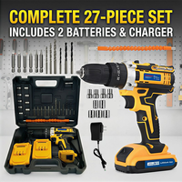 Ensemble d'outils de perçage, perceuse-visseuse sans fil 21V Max, 2 vitesses, moteur haute performance, comprend 2 batteries Li-Ion 1.3Ah, chargeur