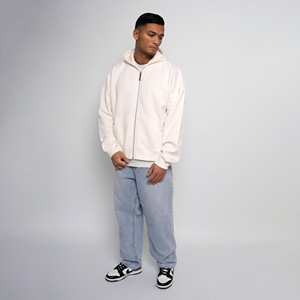 Sweat-shirts à capuche zippés surdimensionnés personnalisés 360 g/m² pour hommes, en molleton de coton épais et respirant, à épaules tombantes, grandes tailles - Product Image 5