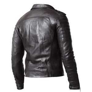 Veste en cuir pour homme de couleur noire, nouvelle mode streetwear, col mandarin, vente en gros, veste en cuir de haute qualité pour homme - Product Image 3