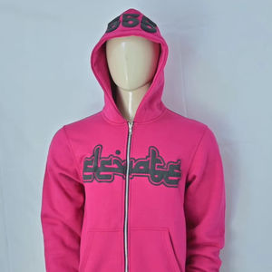 Sudadera con capucha y cremallera de algodón 100% para hombre, estampado único sólido, cuello bordado, estilo transpirable para primavera - Product Image 1