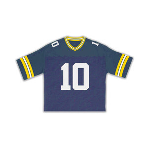 Maillot de football américain pour homme, col en V, manches courtes, maille 100% polyester, impression sublimée, numéro 10, maillots de football - Product Image 1