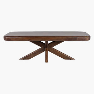 Modern Industrial Style Solid Mango Wood Curve Edges Top Wood Spider Leg Easy Assemble Walnut Finish Dining <b>Table</b> For Kitchen - Product Image 5