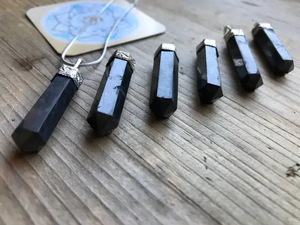 Vente en gros de pointes de cristal de shungite noire naturelle, pendentif en forme de crayon, pierre précieuse, guérison des chakras, Feng Shui, méditation, cadeaux, bijoux - Product Image 6