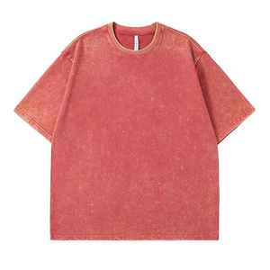 เสื้อยืดคอกลมผ้าฝ้ายฟอกกรดสำหรับผู้ชายเสื้อโอเวอร์ไซส์ซักได้สำหรับ100% - Product Image 1