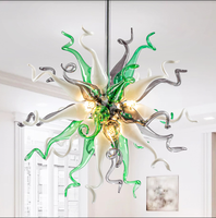 Lustres Sputnik LONGREE en verre soufflé à la main vert, luminaires de plafond pour salon, chambre à coucher, bureau