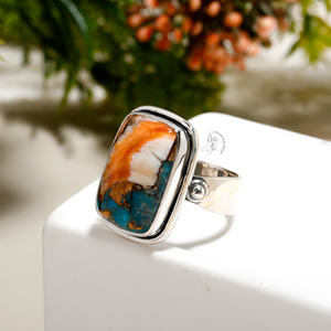 แหวนพลอยเทอร์ควอยซ์ตัดเป็นเบาะ925เครื่องประดับช่างฝีมือทำมือแหวนสวยของขวัญวันเกิดสำหรับเธอ - Product Image 4