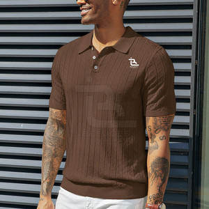 Color sólido de tamaño personalizado de los hombres para la camiseta del polo 100% de algodón desgaste del verano con la textura de punto para adultos - Product Image 4
