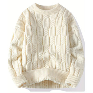 เสื้อสเวตเตอร์แบบสวมหัวแขนยาวสำหรับผู้ชายเสื้อสเวตเตอร์ลำลองผ้าวูลไซส์ใหญ่พิเศษออกแบบได้ตามต้องการสำหรับฤดูหนาว - Product Image 1