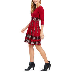 Robe pull décontractée rouge en crochet pour femme Taylor, taille XL, coupe trapèze avec taille naturelle, en nylon lavable, ODM - Product Image 3
