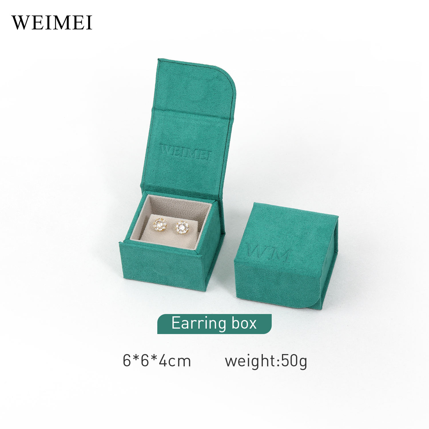 Boîte de boucle d'oreille vert