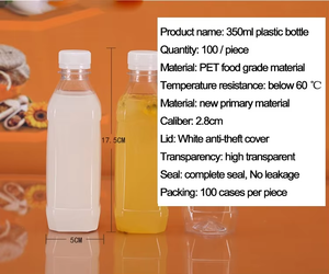 ขวดพลาสติก PET ทรงเหลี่ยม ขนาด 350 มล. 12 ออนซ์ สำหรับบรรจุเครื่องดื่มชา sữa น้ำผลไม้ น้ำเปล่า พร้อมฝา PP สำหรับพิมพ์สกรีน ขายส่ง - Product Image 6