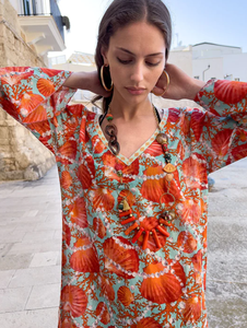 Vestido corto informal de manga larga con estampado Floral para mujer, minivestido con cuello en V - Product Image 5