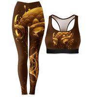 Shorts de Yoga Personalizados al por Mayor para Mujer, Cintura Elástica con Encaje, Conjunto Deportivo de 2 Piezas con Estampado por Sublimación, Tallas Grandes, Cinturón Sólido