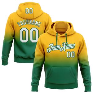 Direct Industry Wholesale 3D Embroidered Custom Stitched Gold <b>White</b>-Kelly Green Fade Fashion Sports Pullover <b>Sweatshirt</b> Hoodie - Product Image 1